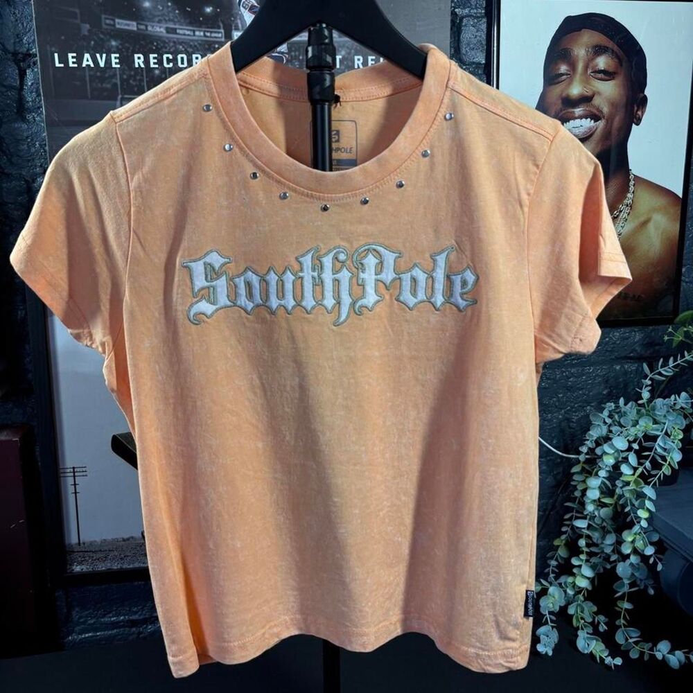 Southpole Women’s Medium Embroidered Logo Studded T-Shirt NWT